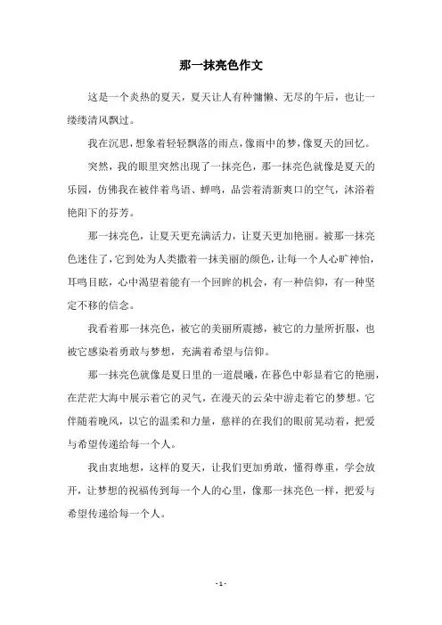 那一抹亮色作文
