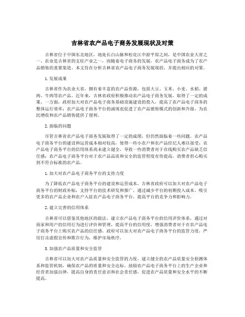 吉林省农产品电子商务发展现状及对策