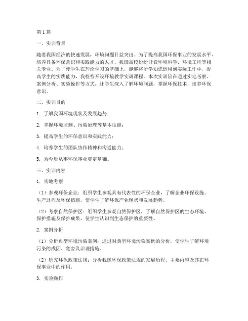 环境教学实训报告范文(3篇)
