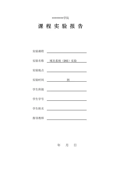 6_1域名系统(DNS)实验报告