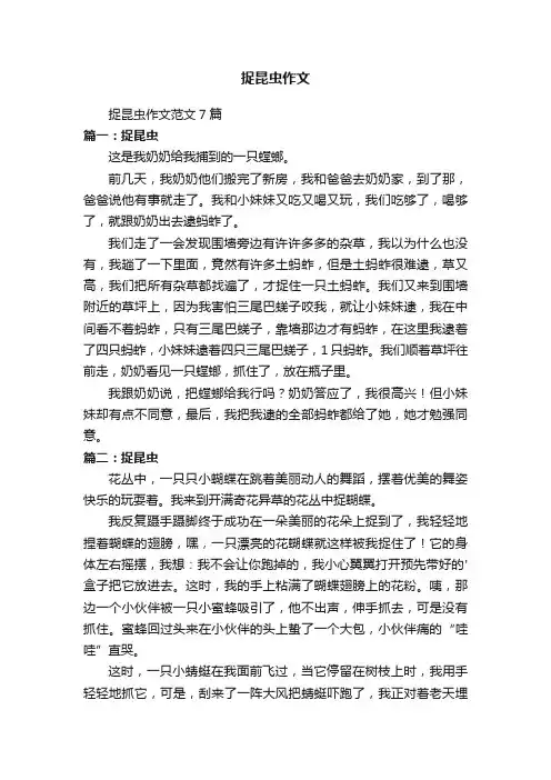 捉昆虫作文范文7篇