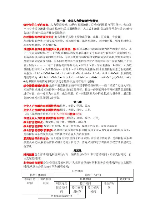 统计学选择题简答题及论述题