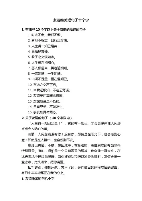 友谊唯美短句子十个字