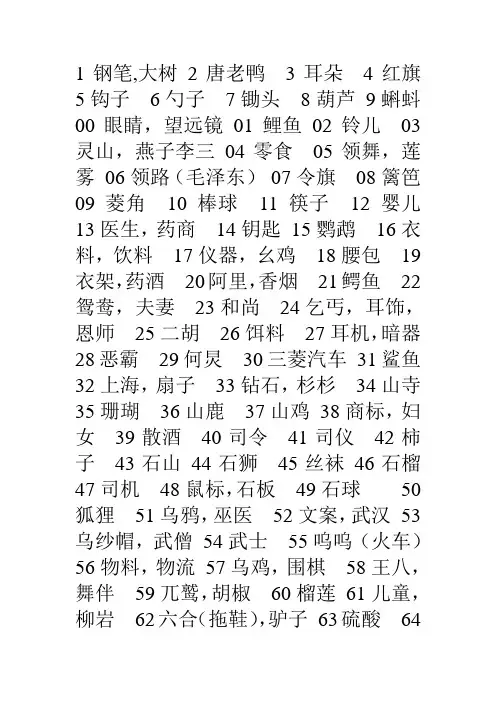 数字编码表