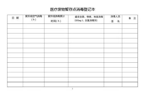 医疗废物暂存点消毒登记本