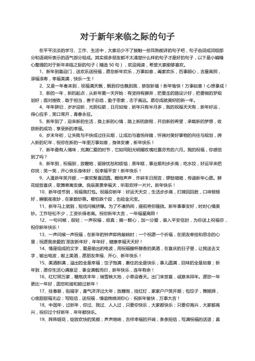 对于新年来临之际的句子（精选50句）