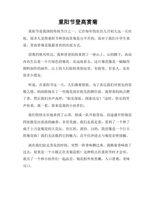 小学三年级作文重阳节登高赏菊
