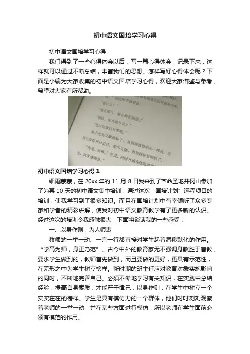 初中语文国培学习心得