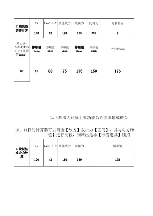 口袋妖怪伤害能力攻击计算器修改版