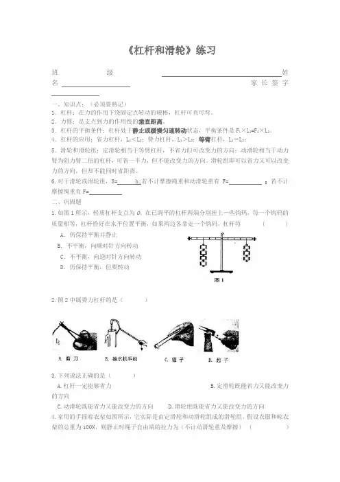 杠杆滑轮练习44题