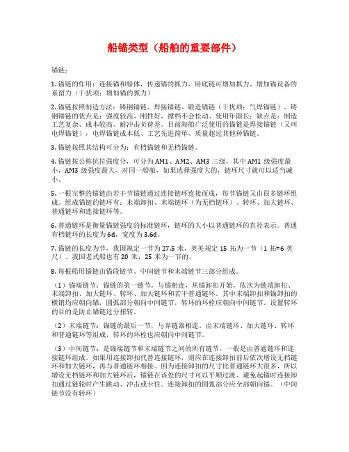 船锚类型(船舶的重要部件)