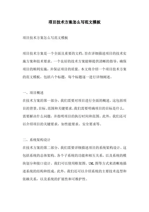 项目技术方案怎么写范文模板