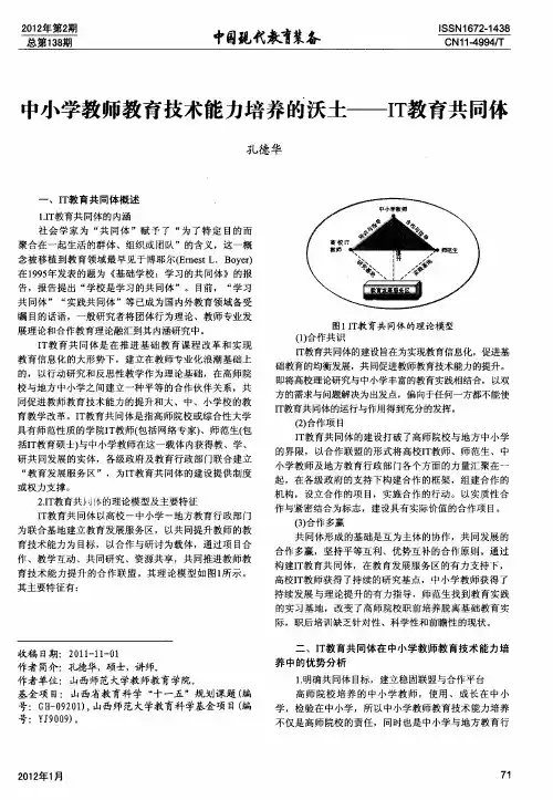 中小学教师教育技术能力培养的沃土——IT教育共同体