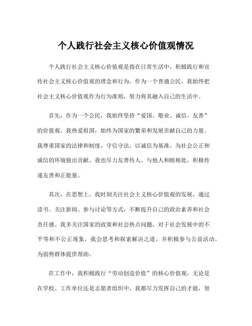 个人践行社会主义核心价值观情况