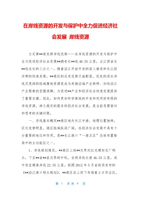 在岸线资源的开发与保护中全力促进经济社会发展 岸线资源