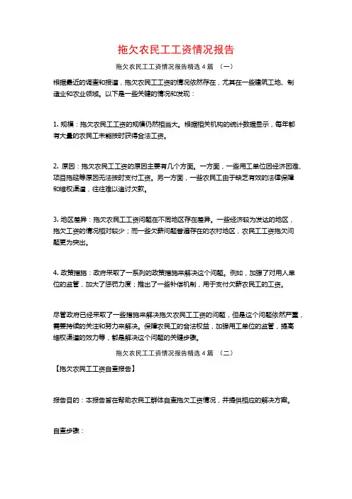 拖欠农民工工资情况报告4篇