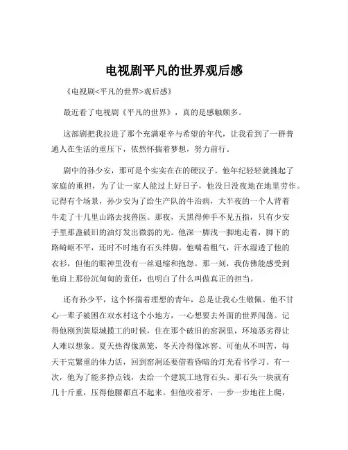 电视剧平凡的世界观后感