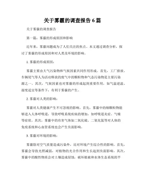 关于雾霾的调查报告6篇