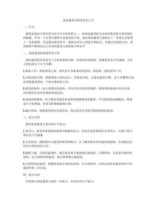 清洗蔬菜自我评价怎么写