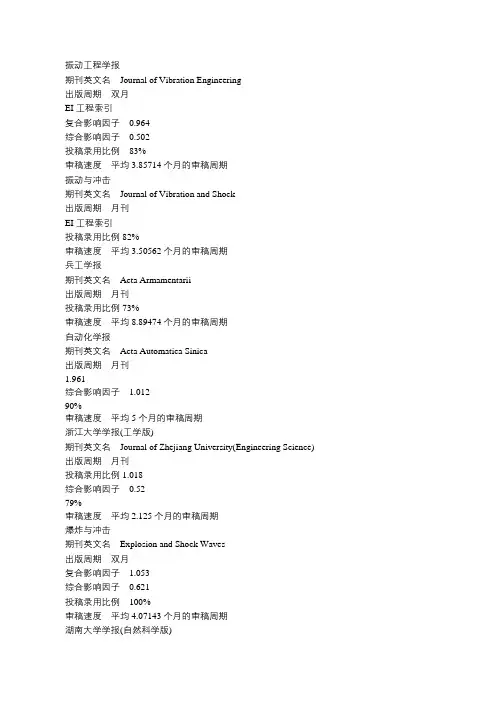 机械类的中文核心期刊容易录用投稿的