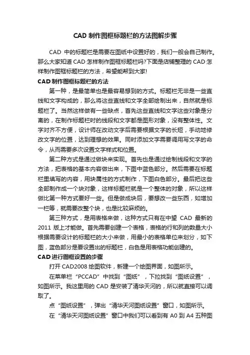 CAD制作图框标题栏的方法图解步骤