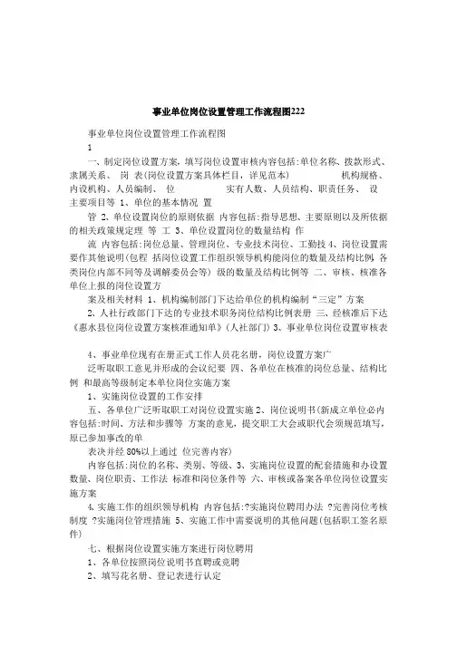 事业单位岗位设置管理工作流程图