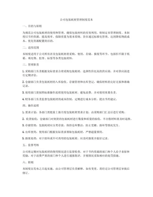 公司包装耗材管理制度范本