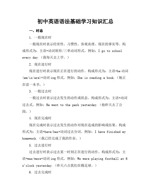 初中英语语法基础学习知识汇总