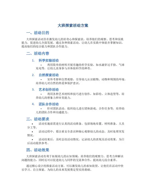 大班探索活动方案