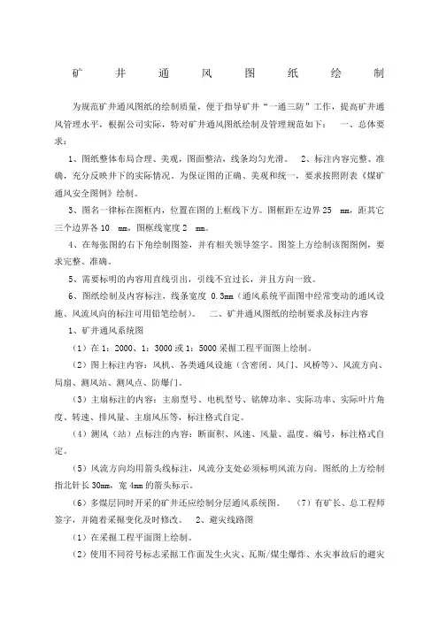 矿井通风系统图纸绘制及图例