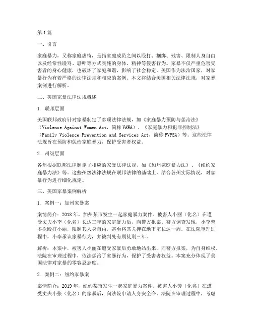 家暴美国法律法规案例(3篇)