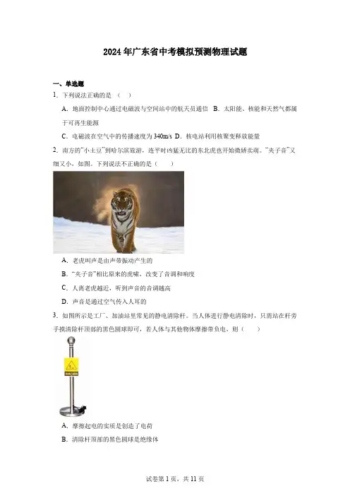 2024年广东省中考模拟预测物理试题