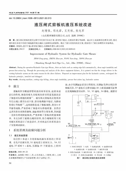 液压闸式剪板机液压系统改进