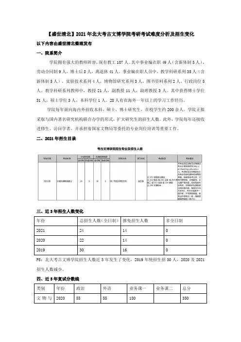 【盛世清北】2021年北大考古文博学院考研考试难度分析及招生变化