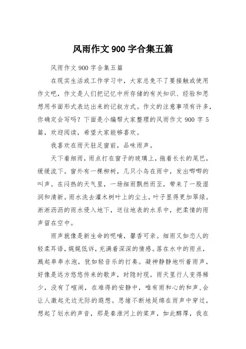 风雨作文900字合集五篇