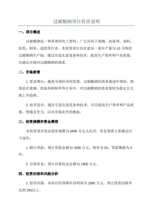 过碳酸钠项目投资说明