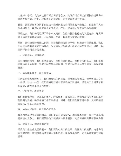 公司领导开会后发言稿