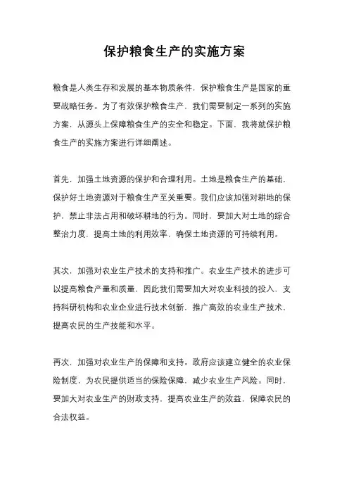 保护粮食生产的实施方案