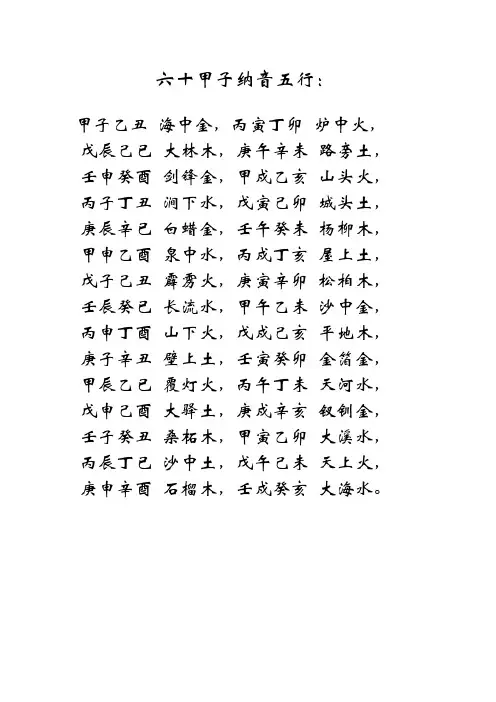 六十甲子纳音五行