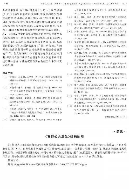 《首都公共卫生》投稿须知