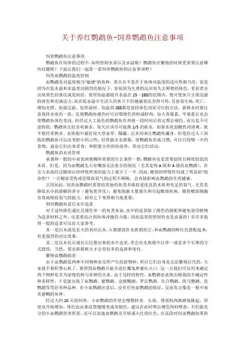 关于养红鹦鹉鱼-饲养鹦鹉鱼注意事项