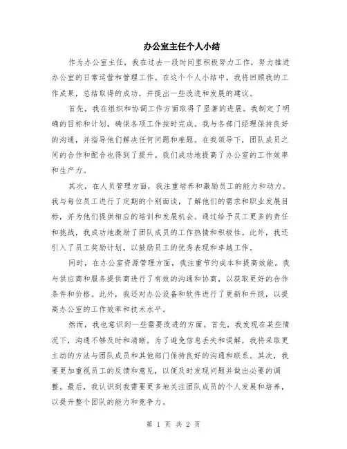 办公室主任个人小结