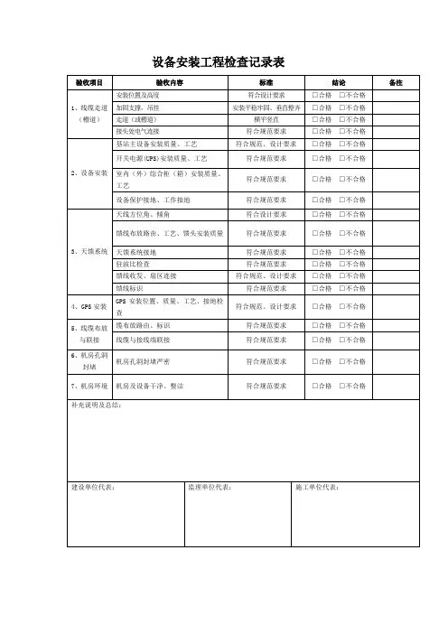 设备安装检查表