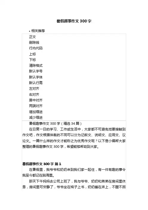 暑假趣事作文300字