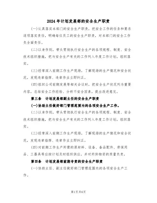 2024年计划发展部的安全生产职责（三篇）