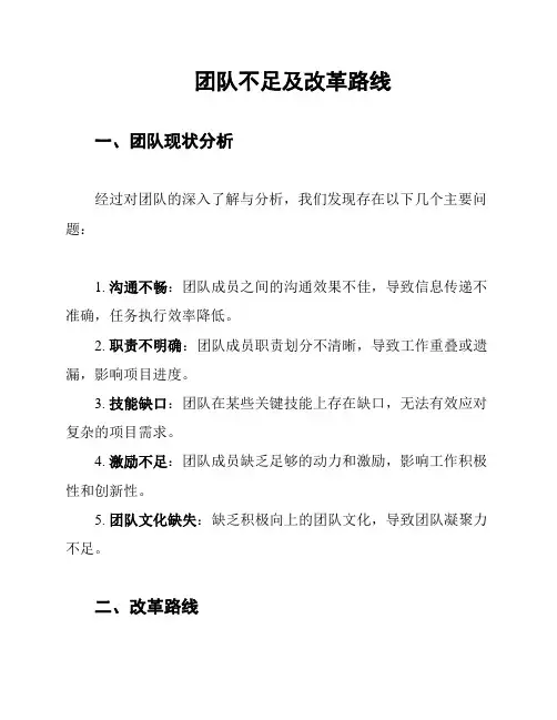 团队不足及改革路线