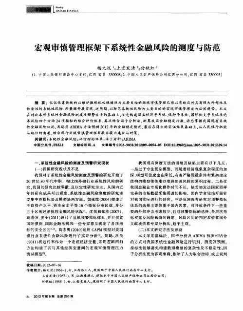 宏观审慎管理框架下系统性金融风险的测度与防范