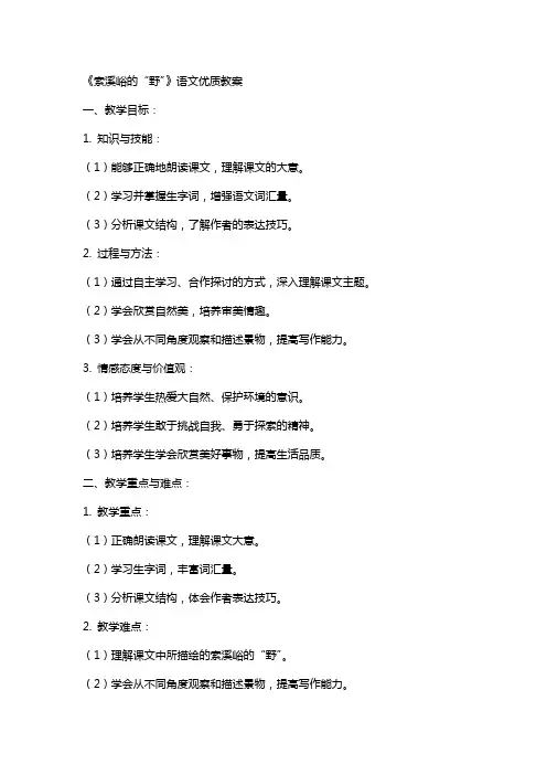 《索溪峪的“野”》语文教案