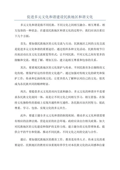 促进多元文化和谐建设民族地区和谐文化