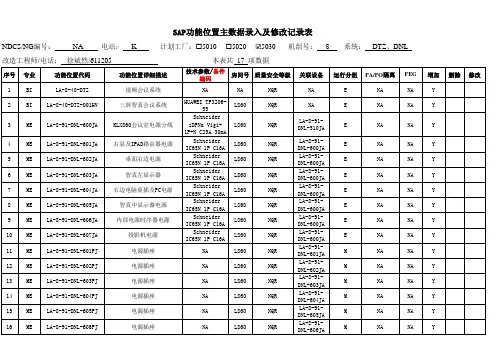 SAP功能位置主数据录入及修改记录表-K